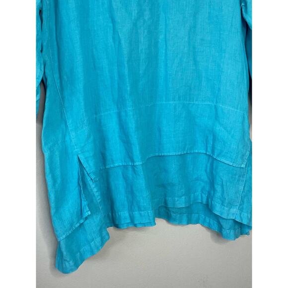 Mosaic USA Turquoise Faux Layer Hem Lagenlook Pullover Tunic Size XL - Picture 2 of 7